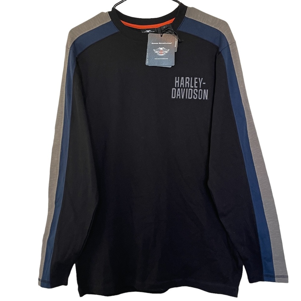 Men’s Harley Davidson Color Block Striped Long Sleeved Shirt